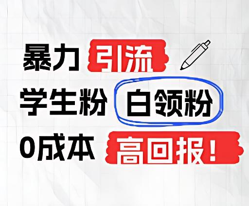 暴力引流学生粉白领粉，吊打以往垃圾玩法，0成本，高回报-微众资源