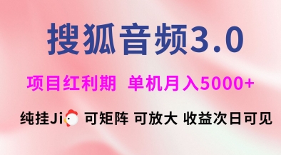 搜狐音频挂ji3.0.可矩阵可放大，独家技术，稳定月入5000+【揭秘】-微众资源