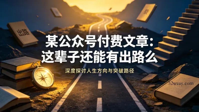 某公众号付费文章：这辈子还能有出路么-微众资源