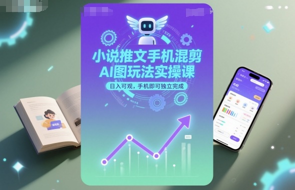 小说推文手机混剪AI图玩法实操课，日入可观，手机即可独立完成-微众资源