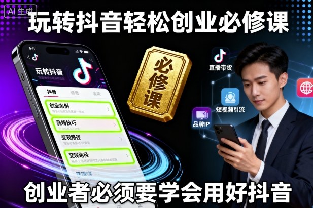 玩转抖音轻松创业必修课，创业者必须要学会用好抖音-微众资源