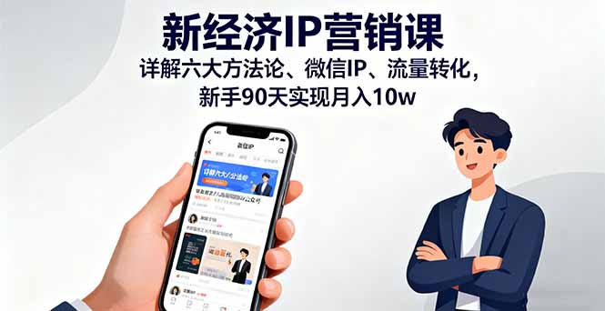 新经济IP营销课：详解六大方法论、微信IP、流量转化，新手90天实现月入10w-微众资源
