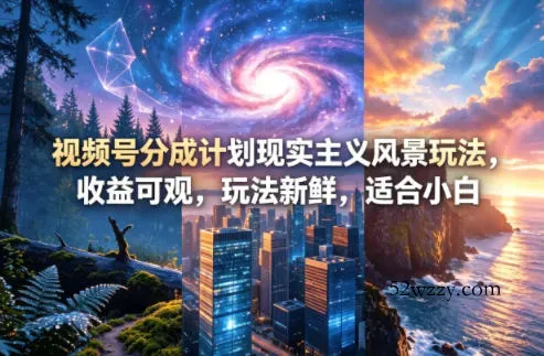 视频号分成计划现实主义风景玩法，收益可观，玩法新鲜，适合小白-微众资源