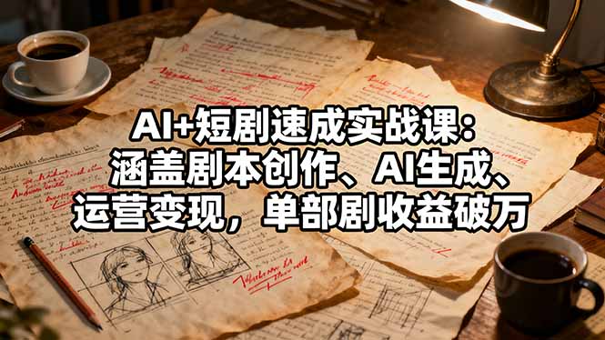 AI+短剧速成实战课：涵盖剧本创作、AI生成、运营变现，单部剧收益破万-微众资源