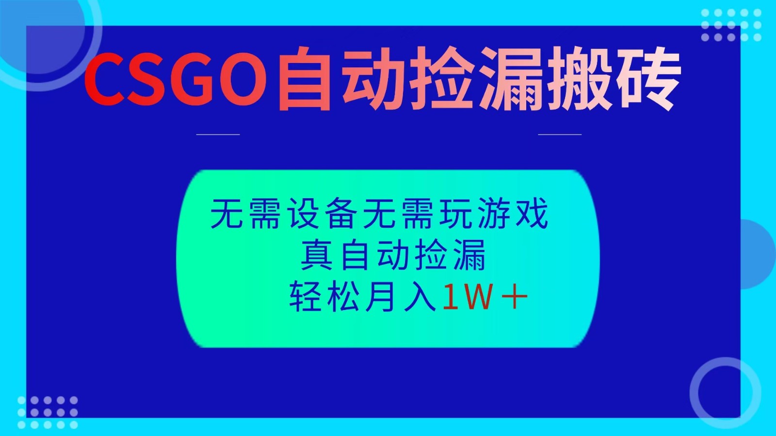 CSGO自动捡漏搬砖，当天操作当天见结果，无需了解游戏，包教包会包落地-微众资源