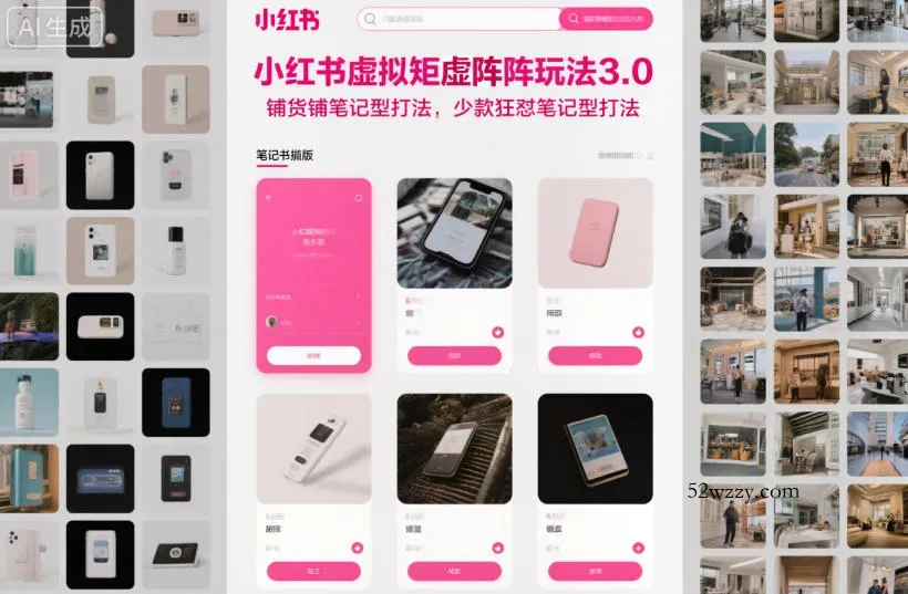 小红书虚拟矩阵玩法3.0，铺货铺笔记型打法，少款狂怼笔记型打法-微众资源