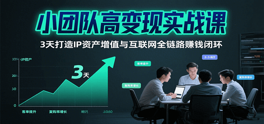 小团队高变现实战课，3天打造IP资产增值与互联网全链路赚钱闭环(第二期)-微众资源