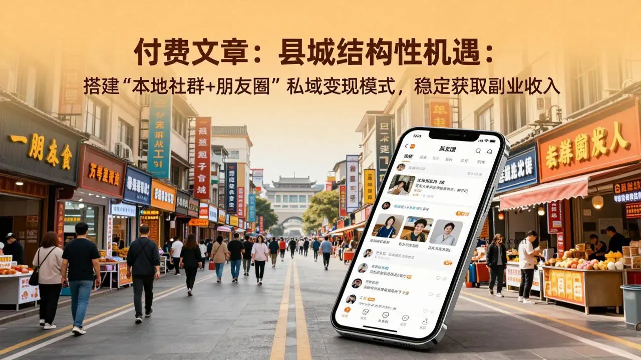 付费文章：县城结构性机遇：搭建“本地社群+朋友圈”私域变现模式，稳定获取副业收入-微众资源