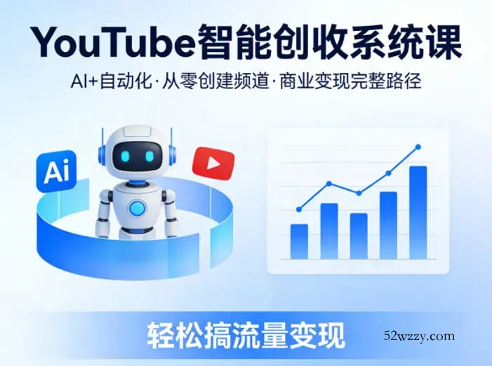YouTube智能创收系统课，AI+自动化，从零创建YouTube频道并实现商业变现的完整路径，轻松搞流量变现-微众资源