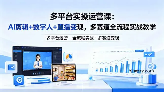 某团队多平台实操运营课-更新26年4月29：AI剪辑+数字人+直播变现，多赛道全流程实战教学-微众资源