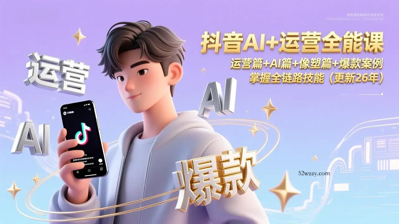 抖音AI+运营全能课，运营篇+AI篇+像塑篇+爆款案例，掌握全链路技能(更新26年-微众资源