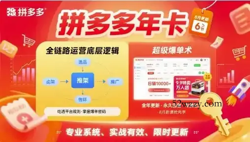 拼多多年卡，拼多多全链路运营底层逻辑，超级爆单术【更新26年6月】-微众资源