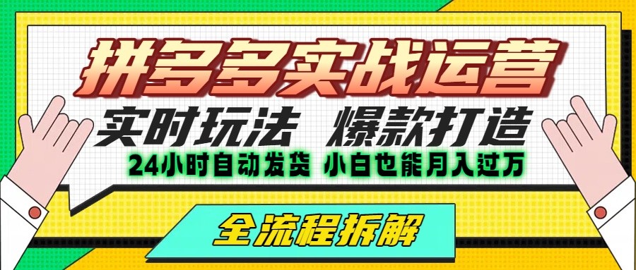 拼多多最新实战运营高投产：长久稳定项目，单店利润一天三位数-微众资源