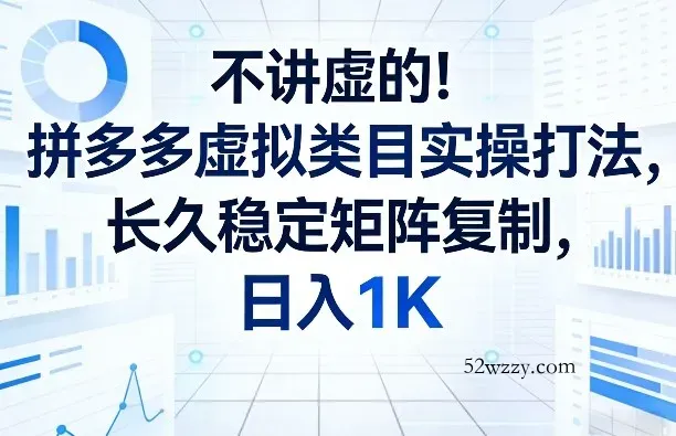 不讲虚的！拼多多虚拟类目实操打法，长久稳定矩阵复制，日入1K【揭秘】-微众资源
