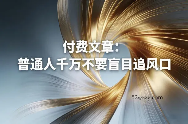 付费文章：普通人千万不要盲目追风口-微众资源