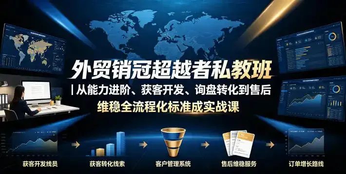 外贸销冠超越者私教班|从能力进阶、获客开发、询盘转化到售后维稳全流程标准化成交实战课