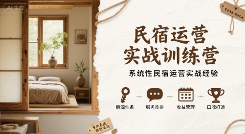民宿运营实战训练营，系统性民宿运营实战经验-微众资源