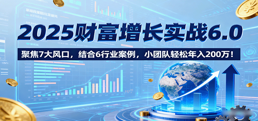 2025财富增长实战6.0，聚焦7大风口，结合6行业案例，小团队轻松年入200万！-微众资源