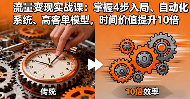 流量变现实战课：掌握4步入局、自动化系统、高客单模型，时间价值提升10倍-微众资源