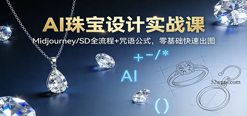AI珠宝设计实战课：Midjourney/SD全流程+咒语公式，零基础快速出图-微众资源