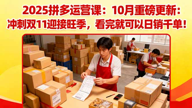 2025拼多多运营课：10月重磅更新：冲刺双11迎接旺季，看完就可以日销千单-微众资源