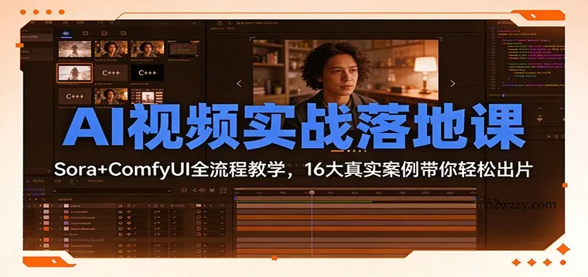 AI视频实战落地课：Sora+ComfyUI全流程教学，16大真实案例带你轻松出片-微众资源
