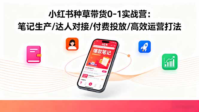 小红书种草带货0-1实战营：笔记生产/达人对接/付费投放/高效运营打法-微众资源