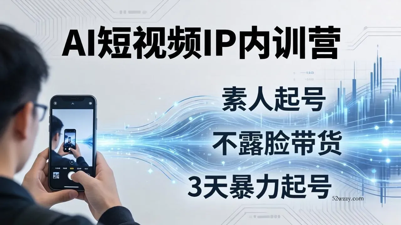 2026AI短视频IP内训营：从素人起号到不露脸带货，3天暴力起号全流程拆解-微众资源