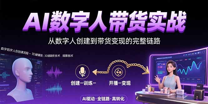 AI数字人+带货实战：从数字人创建到带货变现的完整链路-微众资源