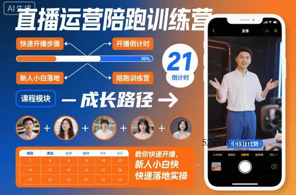 直播运营陪跑训练营，教你快速开播，新人小白快速落地实操-微众资源