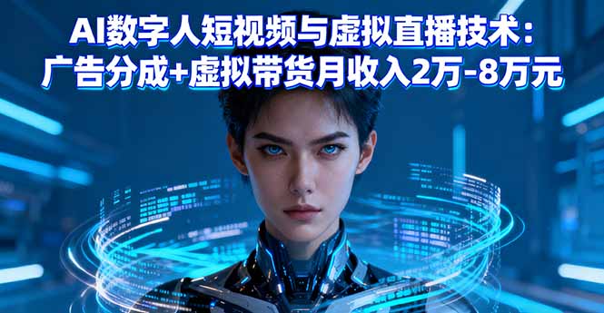 AI数字人短视频与虚拟直播技术：广告分成+虚拟带货月收入2万-8万元-微众资源