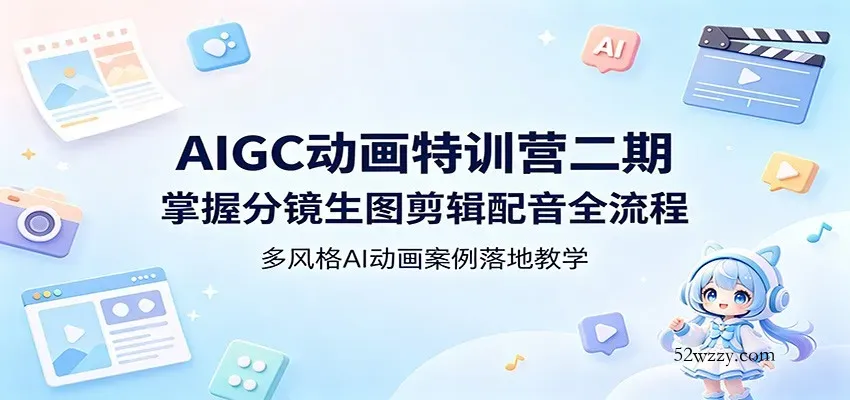 AIGC动画特训营二期：掌握分镜生图剪辑配音全流程，多风格AI动画案例落地教学-微众资源