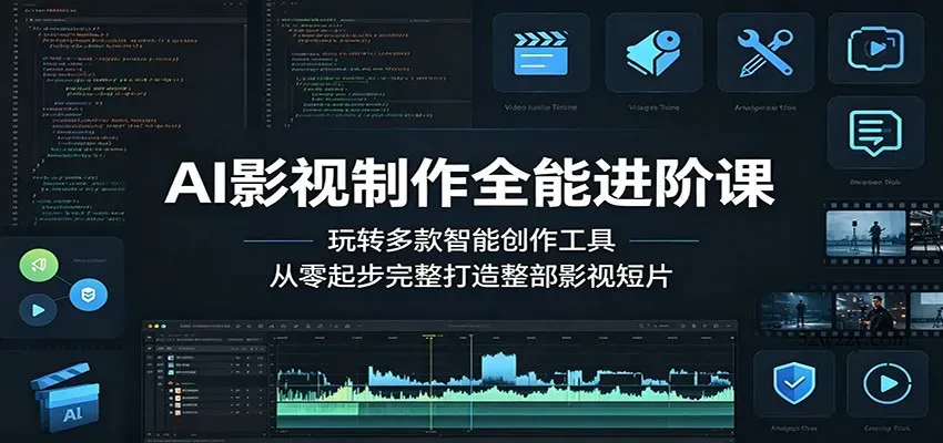 AI影视制作全能进阶课：玩转多款智能创作工具，从零起步完整打造整部影视短片-微众资源