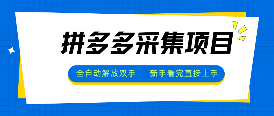 拼多多采集项目，全自动解放双手，单号日入30+-微众资源