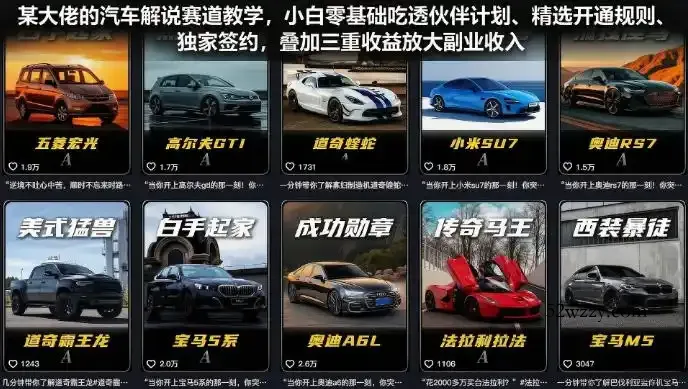 某大佬的汽车解说赛道教学,小白零基础吃透伙伴计划、精选开通规则、独家签约,叠加三重收益放大副业收入