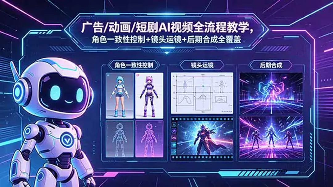 广告/动画/短剧AI视频全流程教学，角色一致性控制+镜头运镜+后期合成全覆盖-微众资源