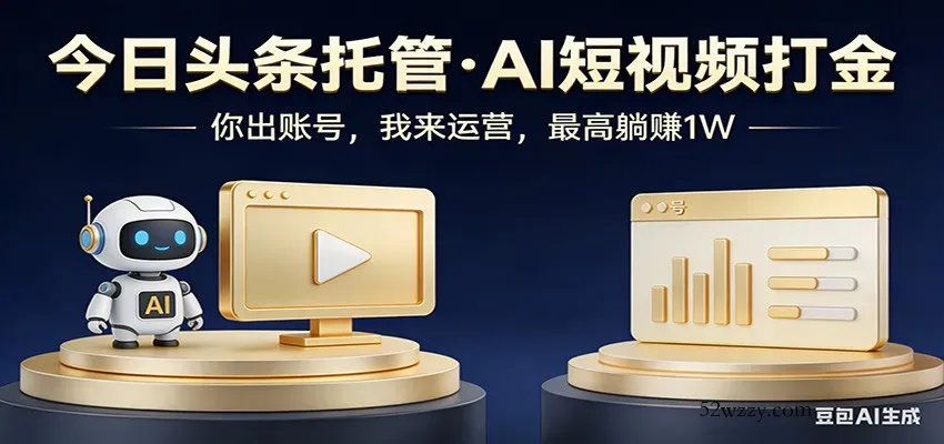 头条号AI托管，我提供作品，你提供账号，每天5分钟发布，小白躺赚3000+-微众资源