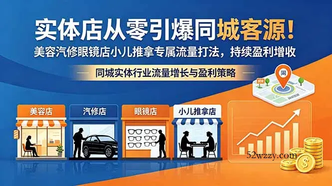 实体店从零引爆同城客源！美容汽修眼镜店小儿推拿专属流量打法，持续盈利增收-微众资源