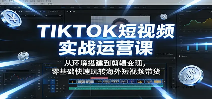 TIKTOK短视频实战运营课：从环境搭建到剪辑变现，零基础快速玩转海外短视频带货-微众资源