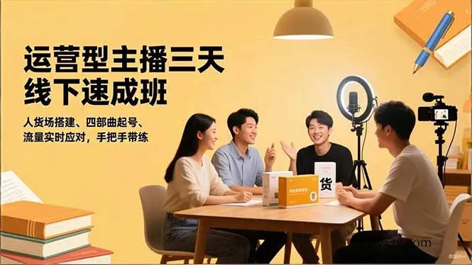 运营型主播三天线下班，人货场搭建,四部曲起号,流量实时应对，手把手带练-微众资源
