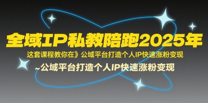 全域IP私教陪跑2025年，这套课程教你在公域平台打造个人IP快速涨粉变现-微众资源