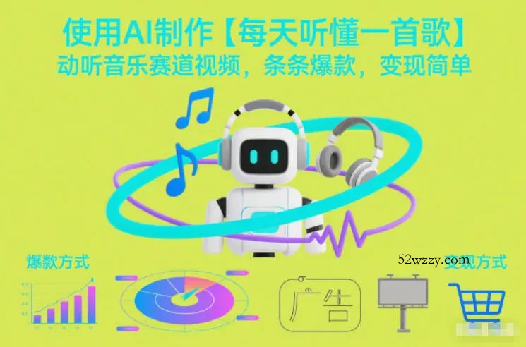 使用AI制作【每天听懂一首歌】动听音乐赛道视频，条条爆款，变现简单-微众资源