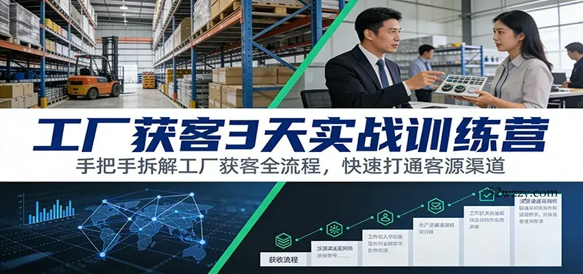 工厂获客3天实战训练营：手把手拆解工厂获客全流程，快速打通客源渠道-微众资源