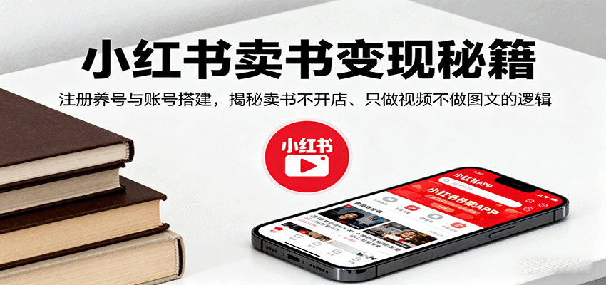 小红书卖书变现秘籍，注册养号与账号搭建，揭秘卖书不开店、只做视频不做图文的逻辑-微众资源