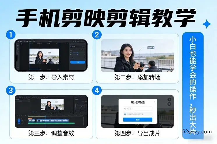 手机剪映剪辑教学，小白也能学会的操作，秒出大片-微众资源