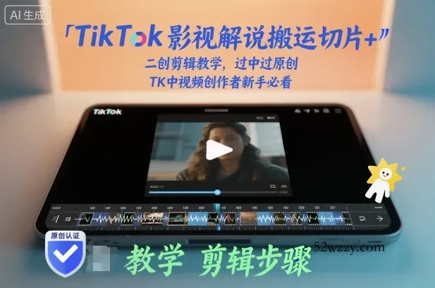 TikTok影视解说搬运切片+二创剪辑教学，过中过原创，TK中视频创作者新手必看-微众资源