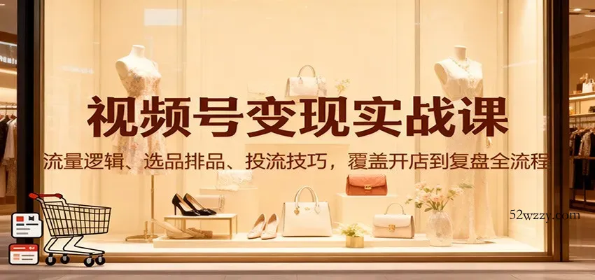 视频号变现实战课：流量逻辑、选品排品、投流技巧，覆盖开店到复盘全流程-微众资源