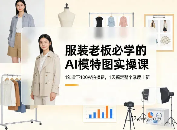 服装老板必学的AI模特图实操课，1年省下100W拍摄费，1天搞定整个季度上新-微众资源