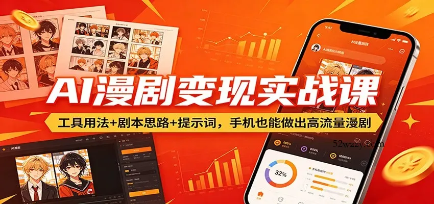 AI漫剧变现实战课：工具用法+剧本思路+提示词，手机也能做出高流量漫剧-微众资源