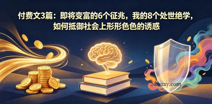 付费文3篇：即将变富的6个征兆，我的8个处世绝学，如何抵御社会上形形色色的诱惑-微众资源